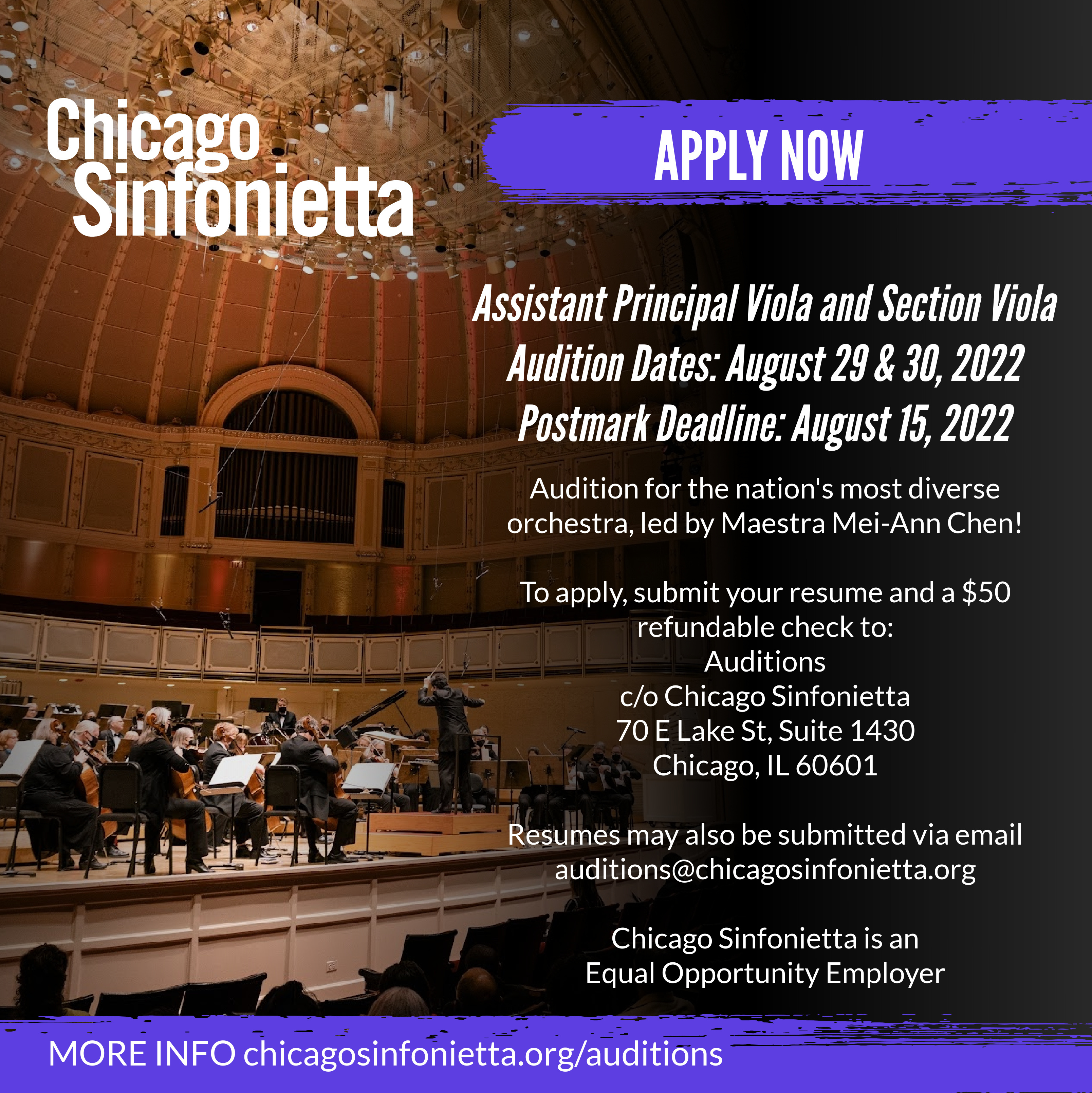 Sinfonietta Announce Viola Audition