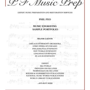 PF MUSIC PREPARATION / Phil Feo - Ochestrator, Copyist & Librarian