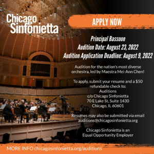 Chicago Sinfonietta Announces Bassoon Audition